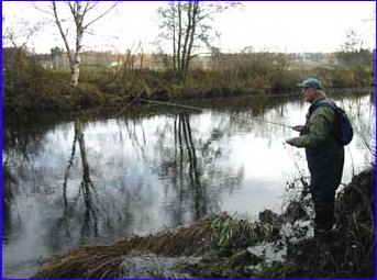 Veli flyfishing the "secret" salmon pool.